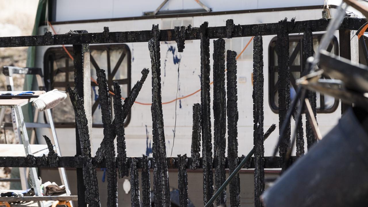 Damage caused by fire that tore through a permanent caravan of a couple and another family at Murphys Creek Escape, Wednesday, September 27, 2023. Picture: Kevin Farmer