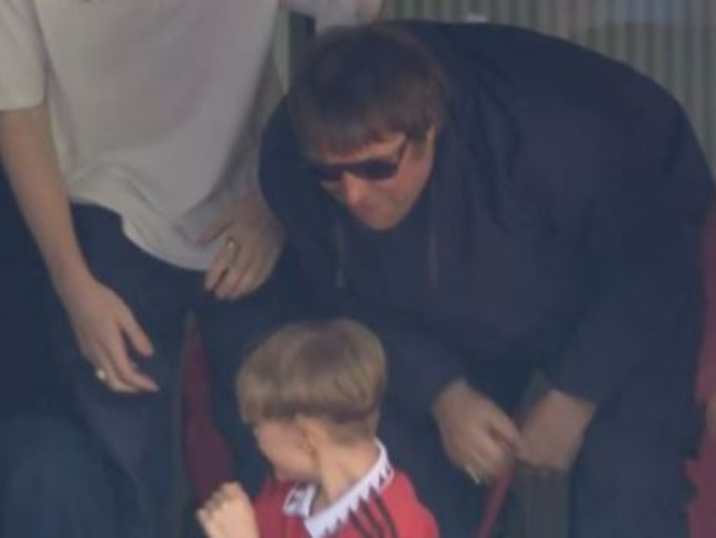 Liam Gallagher was spotted 's***housing' a young United fan as City went 2-1 up at Wembley. Picture: BBC