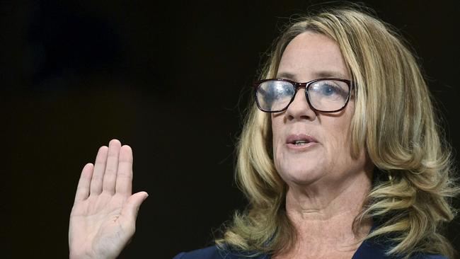 Dr. Christine Blasey Ford is sworn in.