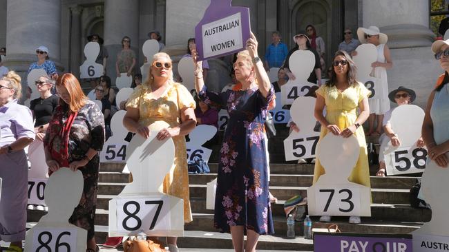 Honouring 87 Women lost to murder on steps of Parliament House. 18 January 2025. Picture: Dean Martin