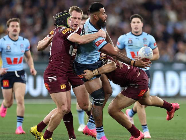 Payne Haas put in his best Origin shift at the MCG. Picture: Cameron Spencer/Getty Images