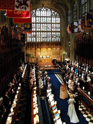 Prince Charles and Camilla at St George's Chapel. Picture: Chris Ison via AP