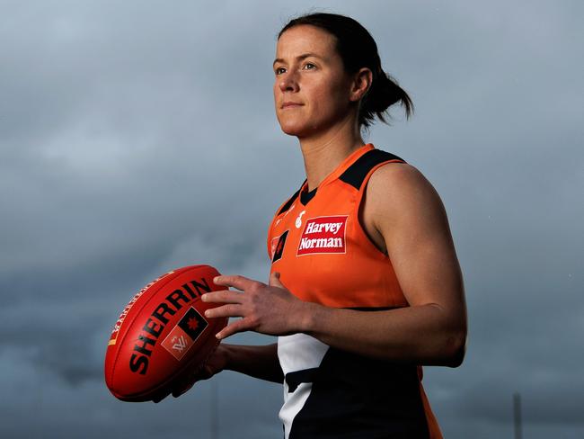 Nicola Barr, the AFLW’s inaugural No. 1 draft pick, will celebrate her 50th game on Sunday. Picture: Phil Hillyard