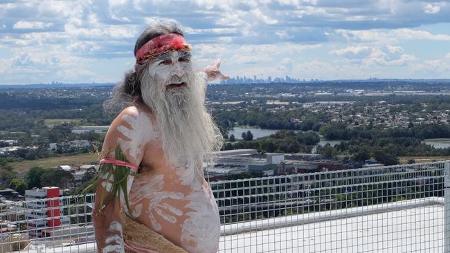 Uncle Stephen Williams performed a smoking ceremony on the roof of Skyhaus, which will become the tallest building in Liverpool.