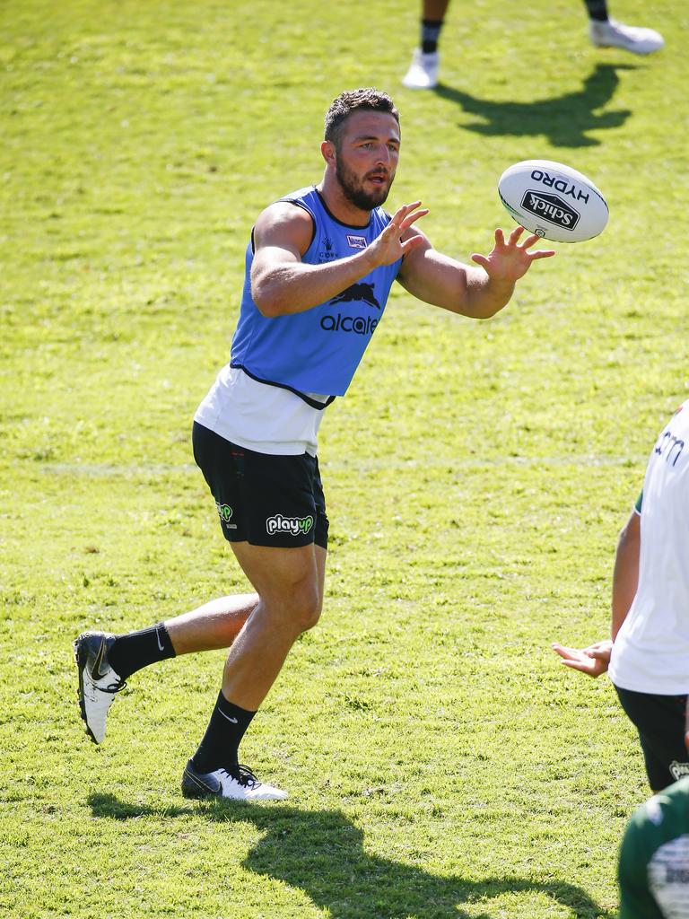 South Sydney Rabbitohs player, Sam Burgess, at a training session at Redfern Oval after splitting with wife Phoebe Burgess. Picture: Dylan Robinson