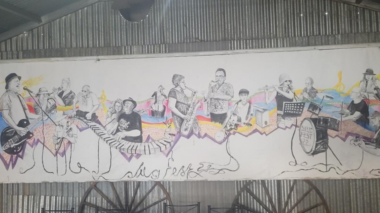 The mural in the tavern’s shed performance space was painted by a local artist. Picture: Supplied