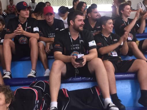 Top End Crocs cheering on their junior players during the Australian Indigenous Basketball Tournament in Cairns. Picture: FACEBOOK