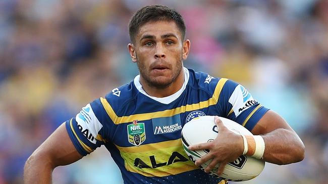 SYDNEY, AUSTRALIA - APRIL 08:  William Smith of the Eels runs the ball during the round five NRL match between the Parramatta Eels and the Penrith Panthers at ANZ Stadium on April 8, 2018 in Sydney, Australia.  (Photo by Brendon Thorne/Getty Images)