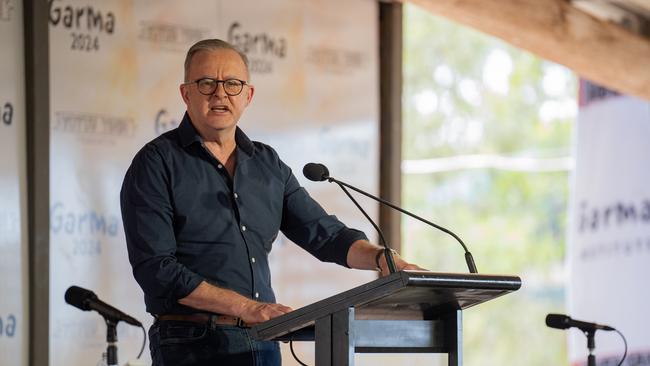 Prime Minister Anthony Albanese at the Garma festival on Saturday. Picture: Nina Franova via NewsWire