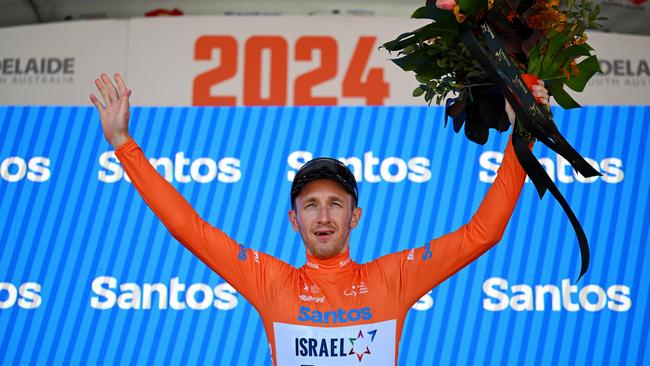 Stephen Williams celebrates on the podium. Picture: Tim de Waele/Getty Images