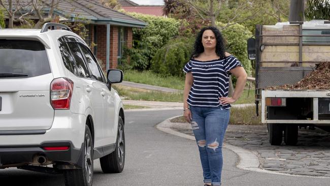 Angela Monar is worried ambulances won't be able to fit through narrow residential streets in Craigieburn. Picture: Andy Brownbill