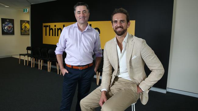 Former ABC news boss Gaven Morris, left, with Bastion chief executive Jack Watts. Picture: Britta Campion