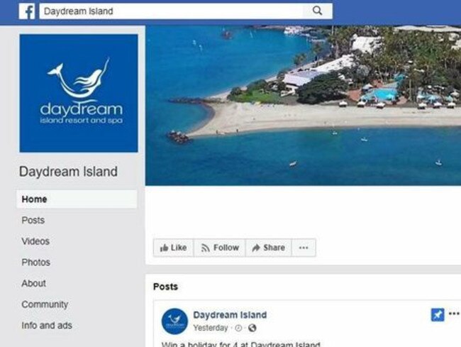 The scam Daydream Island Facebook page.