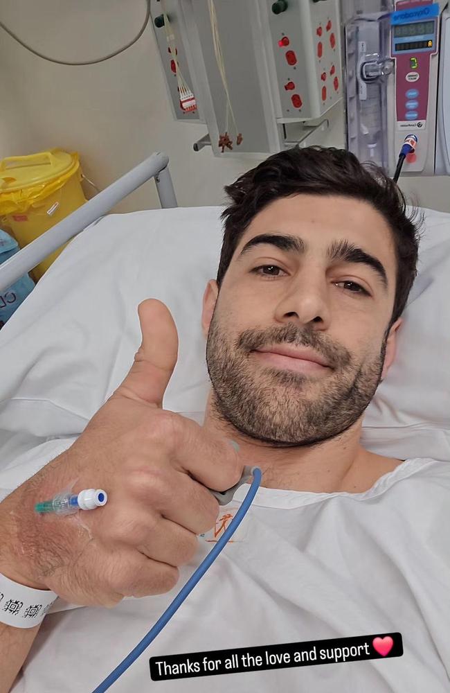 Christian Petracca in hospital. Picture: Instagram