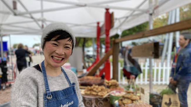 Poh Ling Yeow at her Adelaide Farmers’ Market stall, Jamface. Picture: supplied