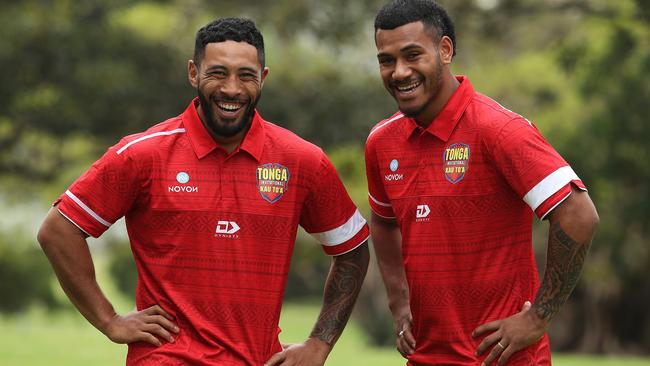 Tonga's Sione Katoa (L) and Sione Katoa (R). Photo: Brett Costello