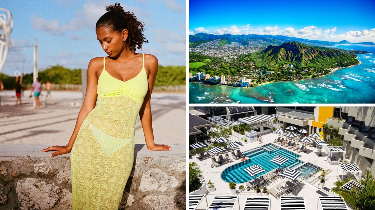 From Aussie swimwear to Hawaiian escapes, here's what's on sale in travel this week. Picture: Andie Swim, iStock, Luxury Escapes