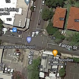 The intersection of Falcon and West streets at Crows Nest. Picture: Google Maps