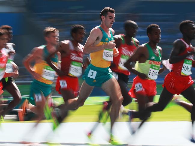 Australia's Patrick Tiernan in the Men's 5000m Round 1 during the Athletics on Day 12 of the Rio 2016 Olympic Games. Picture: Phil Hillyard