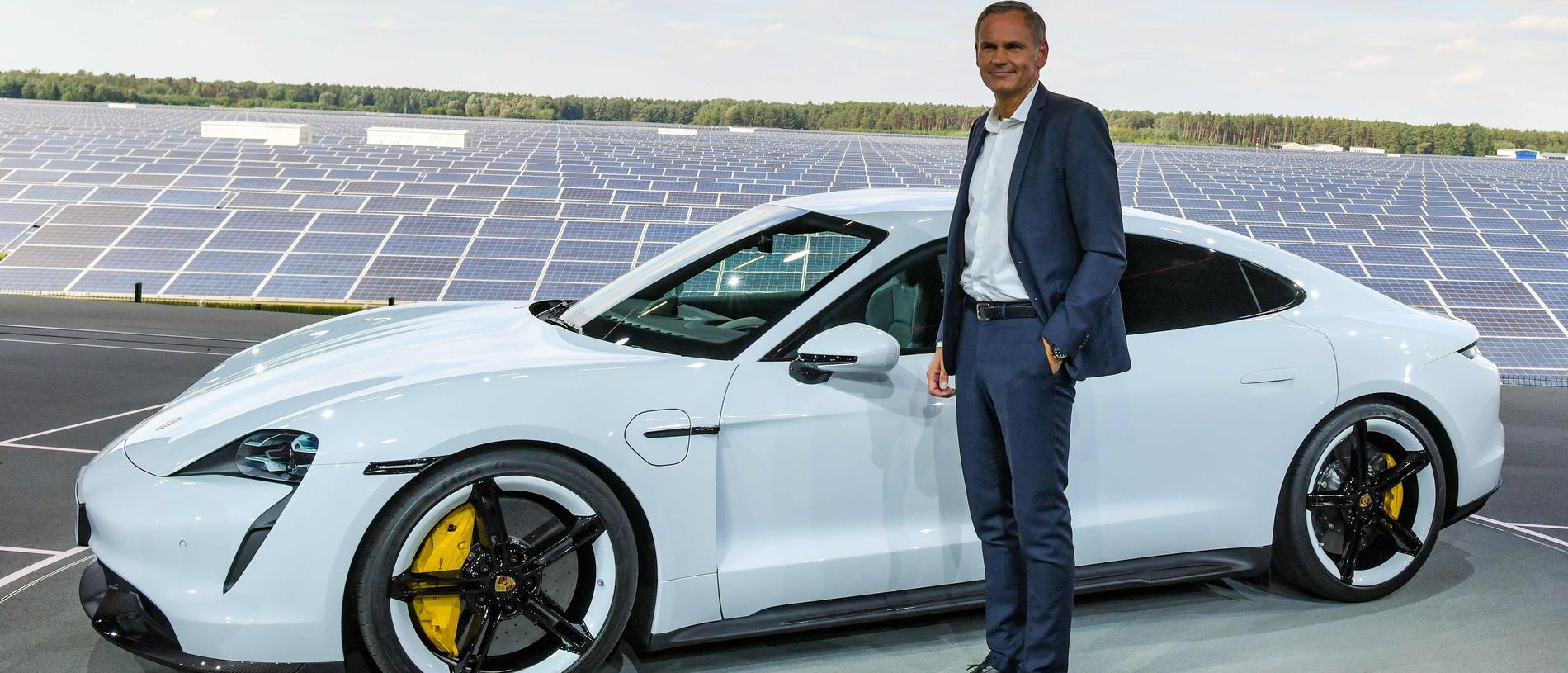 “Sustainability is important”: Porsche boss Oliver Blume at launch of all-electric Taycan. Picture: Patrick Pleul/dpa/AFP