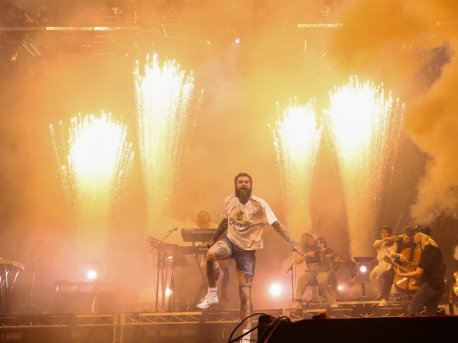 Post Malone performs at the RNA Showgrounds. Photo - Stephen Archer
