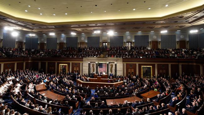 Donald Trump delivers the State of the Union address. Picture: AFP.