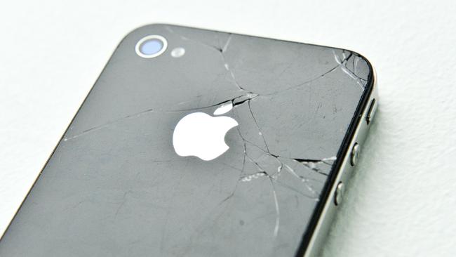 An Apple iPhone with a broken screen. for GCB digital life.