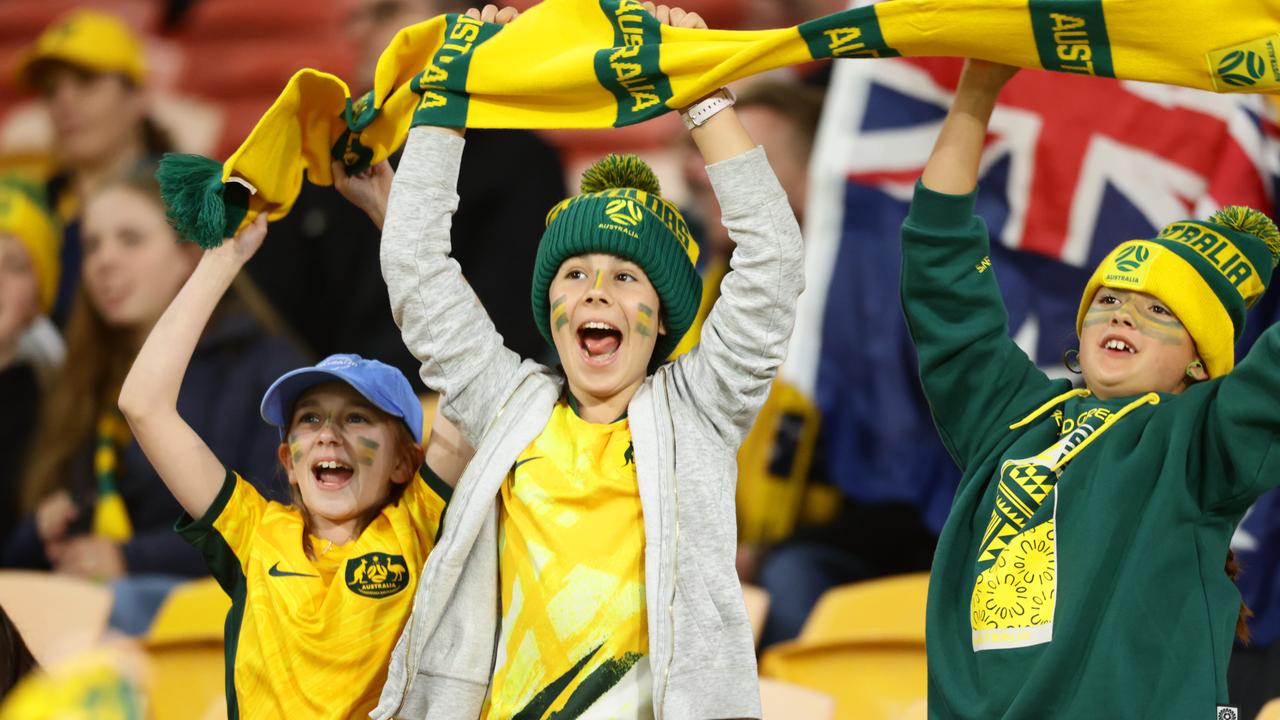 Matildas Fans at Brisbane Stadium for the Women’s World Cup group stage match between Australia and Nigeria. Picture Lachie Millard