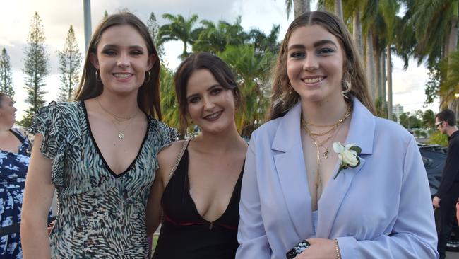 Alex Virtue, Jemma Malone and Willai Grimmond at the Sarina State High School formal at the MECC, Mackay, on Thursday November 19. Picture: Zizi Averill