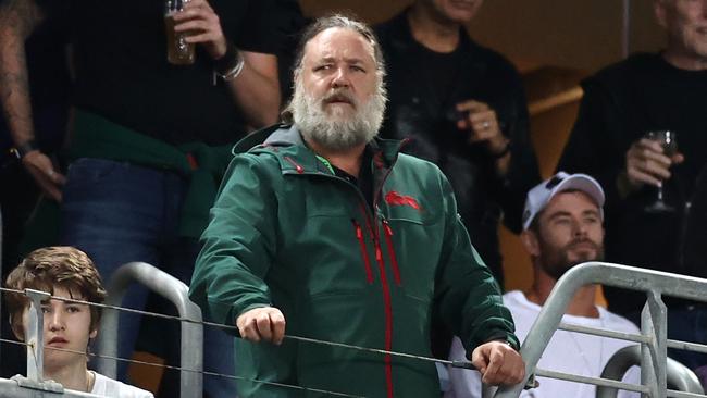 Crowe watched his beloved Rabbitohs down the Roosters 26-16. Picture: Cameron Spencer/Getty Images