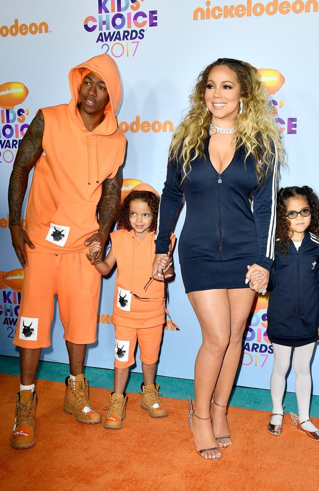 Nick Cannon and Mariah Carey with their children, Monroe and Moroccan, pictured in Los Angeles in 2017. Picture: Getty Images