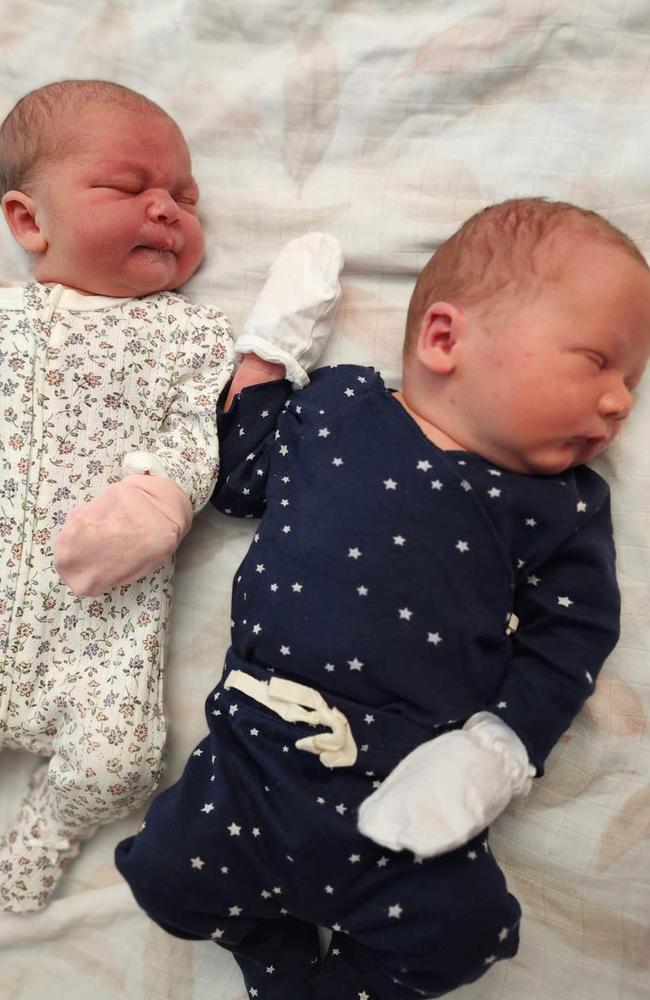 Elsie Margaret Lalley (left) and her new cousin Elliott Luke Nitschke were born hours apart at the Sunshine Coast Hospital on October 17. Photo: Facebook