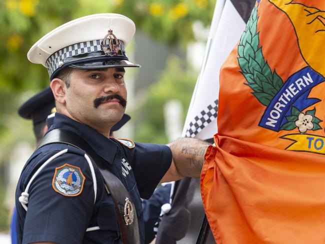 NT Police Recruitment Constable Ronald Tilmouth at the Police Remembrance Day in Darwin. Picture: Floss Adams.