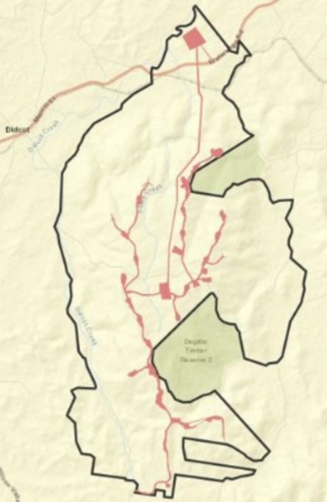 A map of the proposed site for the Stony Creek Wind Farm.