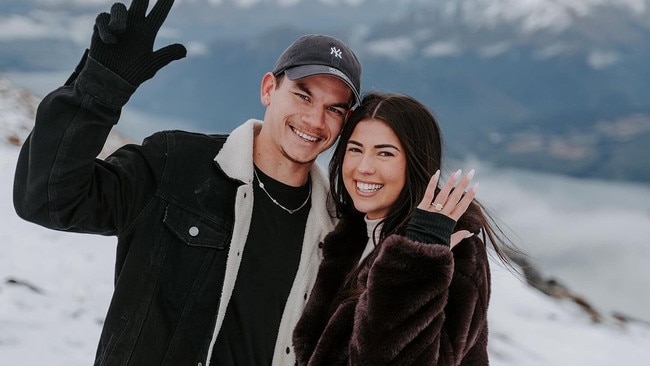 Richmond young gun Daniel Rioli is engaged to DJ partner Paris Lawrence after popping the question during a romantic mid-season getaway. Picture: Instagram
