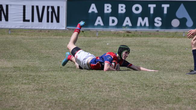 Action galleries of the junior rugby union grand finals, match played at Surfers Paradise Home Ground. Helensvale Hogs Vs Bond Uni Pirates under 14s division. Picture Mike Batterham