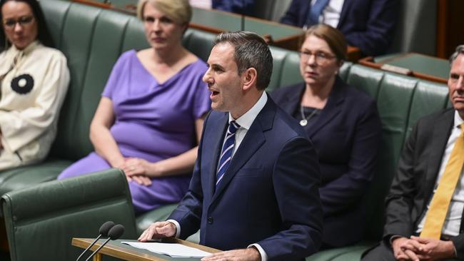 Treasurer Jim Chalmers hands down the 2023 Budget in the House of Representatives at Parliament House, the treasurer has promised a $14.6 billion centrepiece of cost-of-living relief. Picture: Martin Ollman