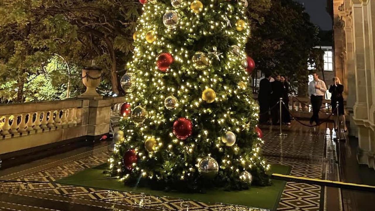 Protesters have disrupted the lighting of parliament’s Christmas tree.