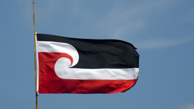 The national Maori flag flies during Waitangi Day celebrations.