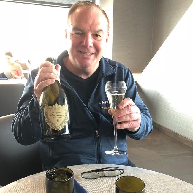 Tom Stuker, 69, from New Jersey, spent half a million US dollars back in 1990 on a United Airlines pass that allows him to (still) travel the world in first class. Picture: Instagram/ua1flyer