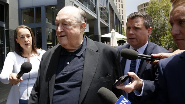 Adelaide Archbishop Philip Wilson outside Newcastle Local Court during the trial. Picture:  AAP / Darren Pateman