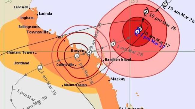 The tracking map from BoM issued at 2pm.