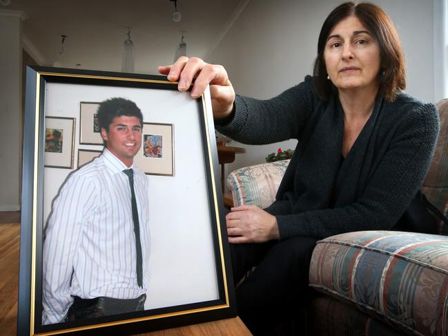 Caterina Politi the mother of one punch victim David Cassai. Dylan Closter the man who killed David has recently been let out on day release to play football. Caterina with a photo of her dead son David.   Picture: David Caird