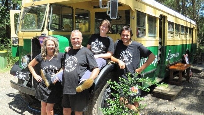 Busstop Espresso owners Rob and Beth Noy with staff.