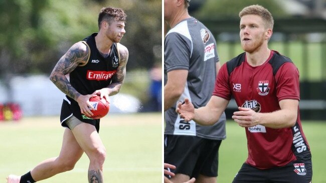 Collingwood's Jamie Elliott and St Kilda's Dan Hannebery have had injury scares in preseason.