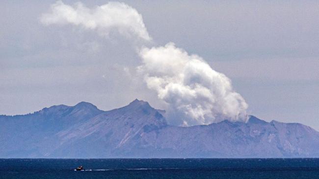 Steam rises from the White Island volcano following the December 9 volcanic eruption, in Whakatane on December 11, 2019. Picture: Marty Melville.