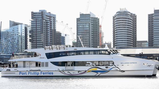 A Port Phillip Ferries vessel in Victoria Harbour, Docklands.