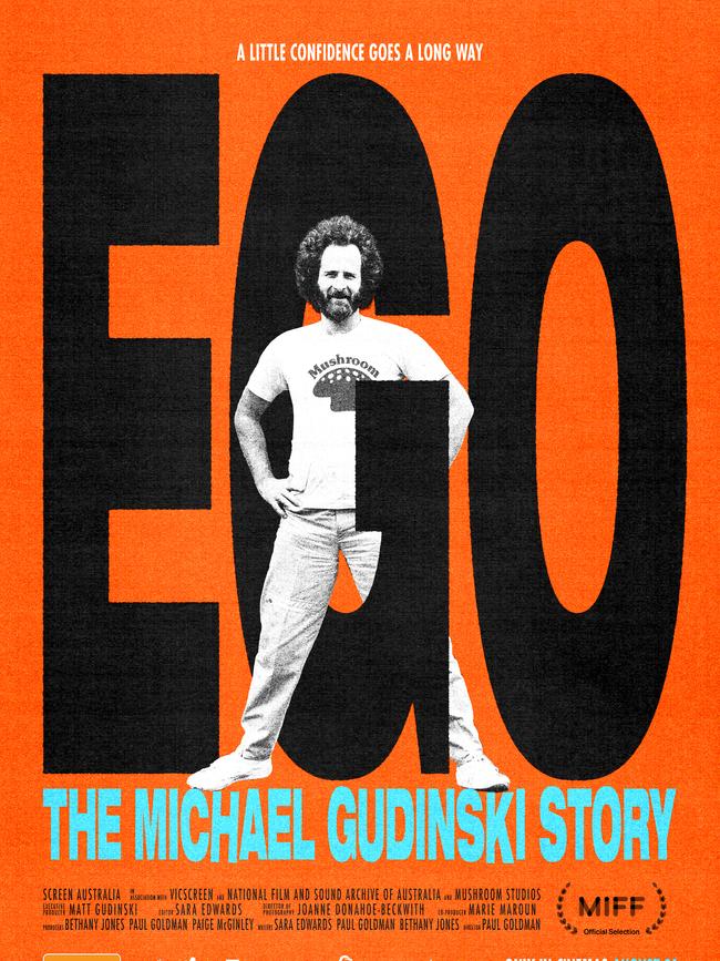 The poster for Paul Goldman’s film Ego: The Michael Gudinski Story, to be released in August 2023.