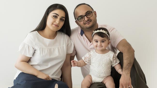 Anet Eyvazians, Jozef Maragol and their daughter Maragol. Picture: Hellobaby Photography