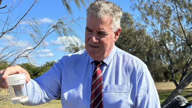 Mark Furner speaking at The Spit on Tuesday. Picture: Ashleigh Jansen